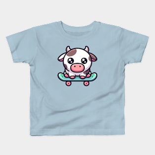 cow on a Skateboard Kids T-Shirt